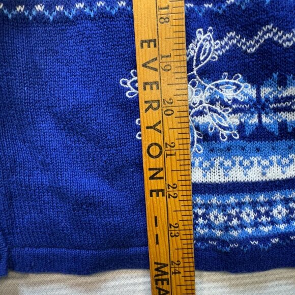 Christopher & Banks Women Cardigan Sweater Medium Blue Snowman Holiday Button Up - Picture 6 of 10